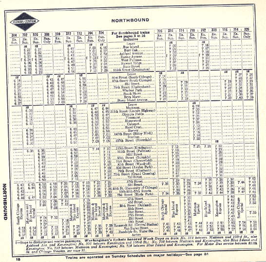 COMMUTER RAILROADS TIMETABLES